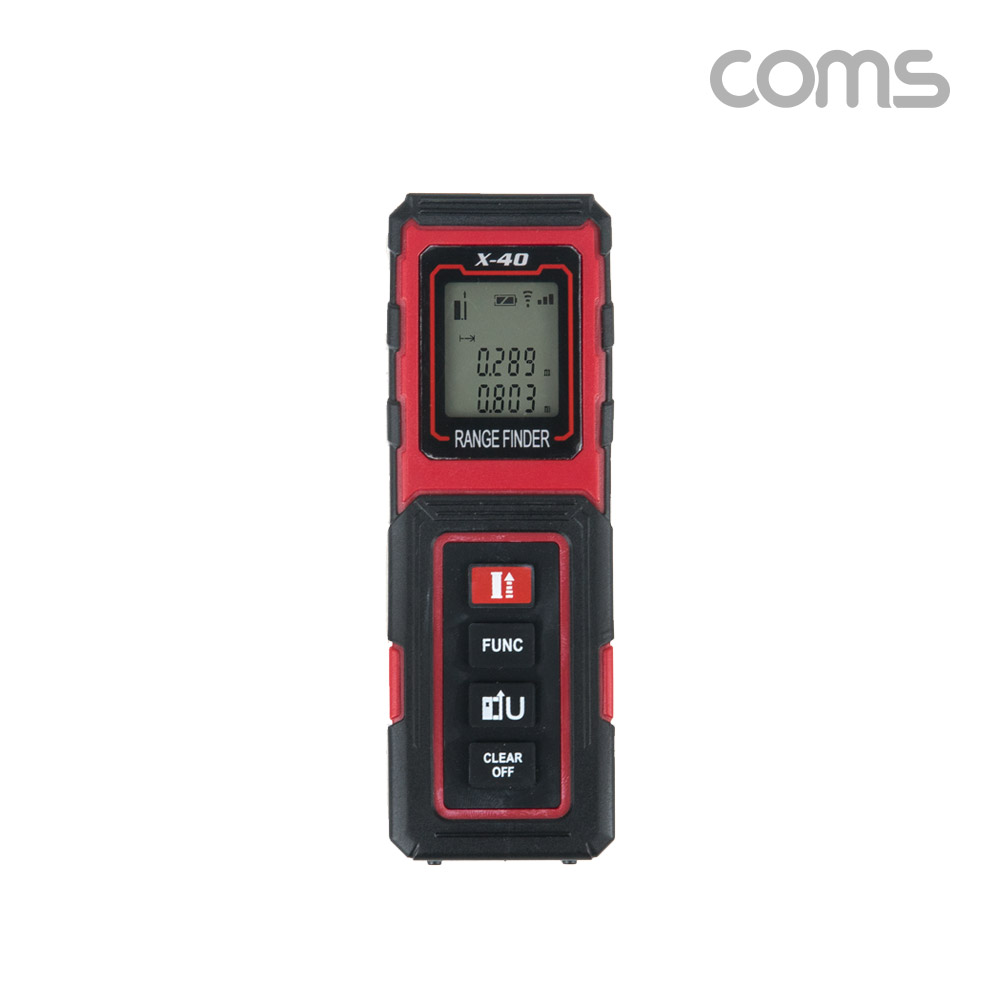 Coms 휴대용 레이저 거리 측정기 X-40, 최대 40m, 소형 미니 거리 면적 부피 측정