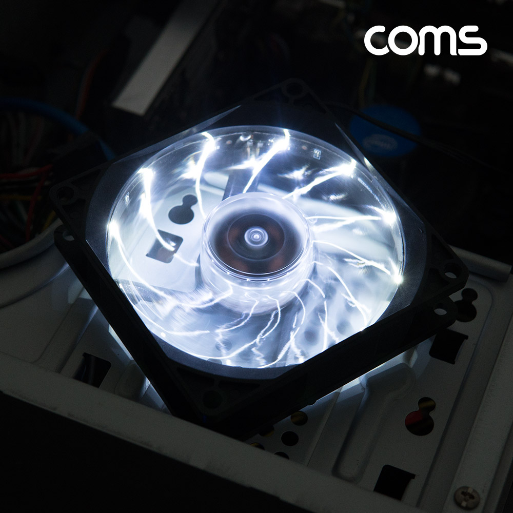 Coms 케이스 쿨러, 90mm, Case Cooler, White LED, 화이트