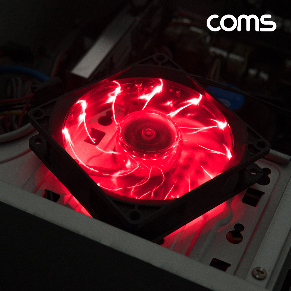 Coms 케이스 쿨러, 90mm, Case Cooler, Red LED, 레드
