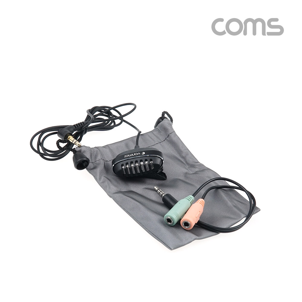 Coms 클립형 소형 마이크, 고정형, AUX 3극(4극 변환젠더 포함)