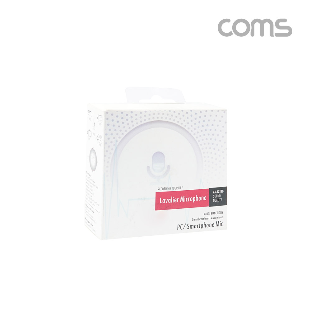 Coms 클립형 소형 마이크, 고정형, AUX 3극(4극 변환젠더 포함)