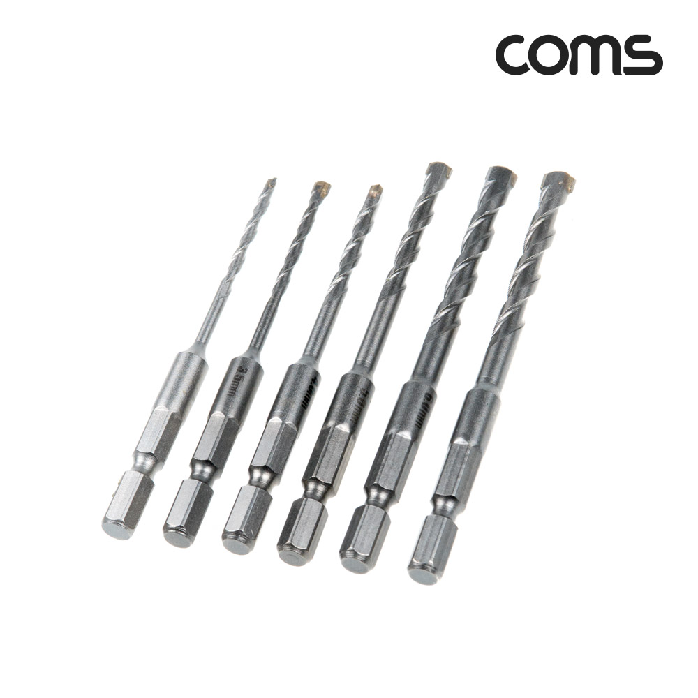 Coms ALDEN 알덴 육각드릴날 세트(TC-6), 드릴 비트, 콘크리트용, 6PCS