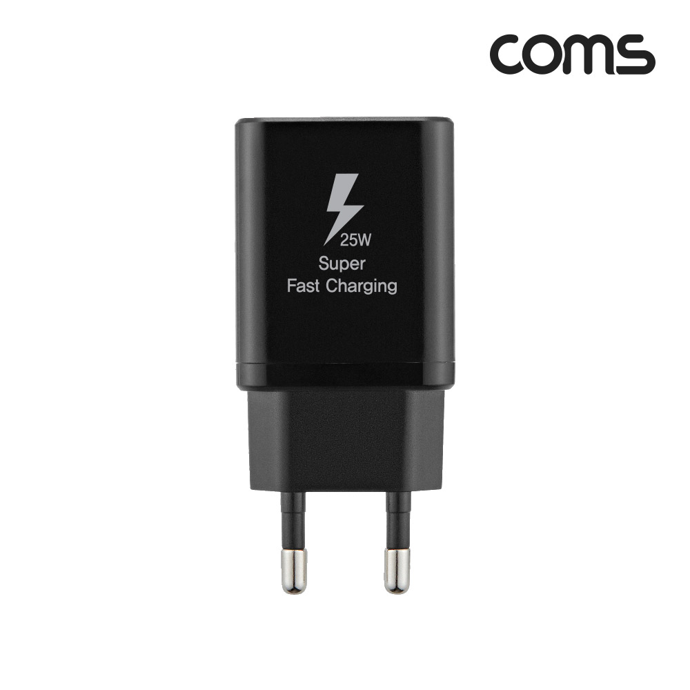 Coms G POWER 초고속 충전기, USB 3.1(Type C), 케이블 미포함, 블랙, SRJQWC-25W