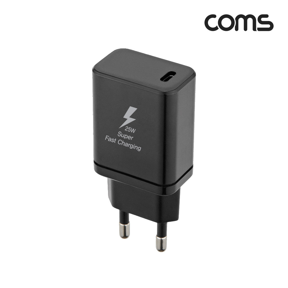 Coms G POWER 초고속 충전기, USB 3.1(Type C), 케이블 C to C 1.5M, 블랙, SRJQWC-25W