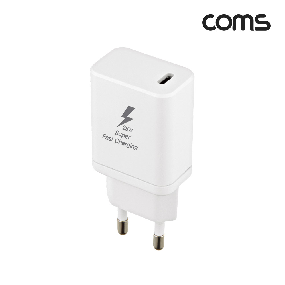 Coms G POWER 초고속 충전기, USB 3.1(Type C), 케이블 C to C 1.5M, 화이트, SRJQWC-25W