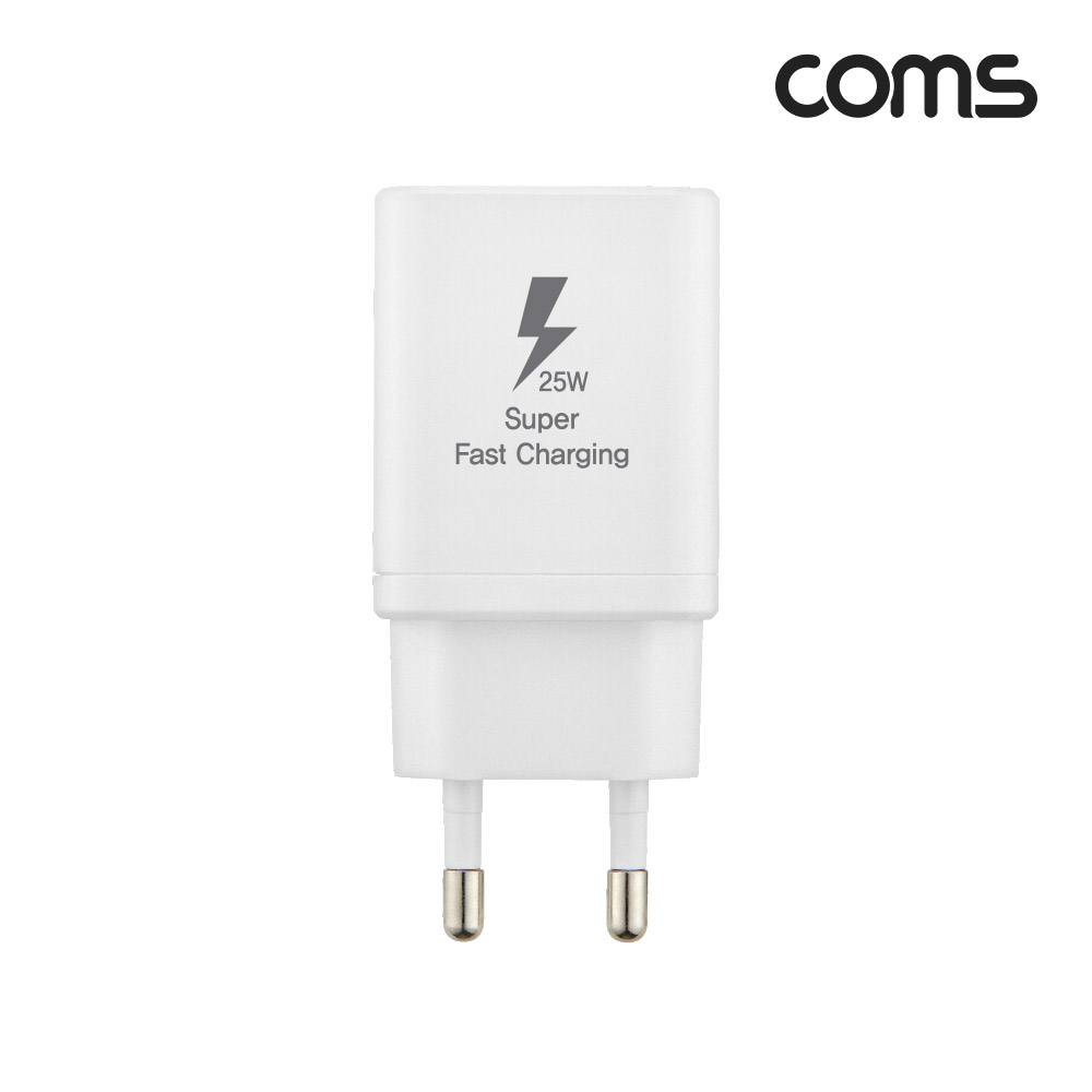 Coms G POWER 초고속 충전기, USB 3.1(Type C), 케이블 C to C 1.5M, 화이트, SRJQWC-25W