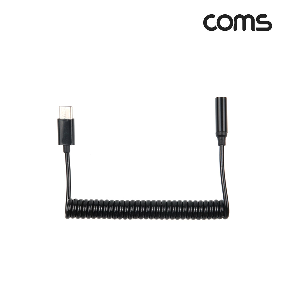 Coms USB 3.1(Type C) 스프링 케이블 젠더, USB-C to 3.5mm AUX F, 4극 이어폰 젠더, 스테레오(stereo), 화웨이, 샤오미 전용(국내폰 사용불가)
