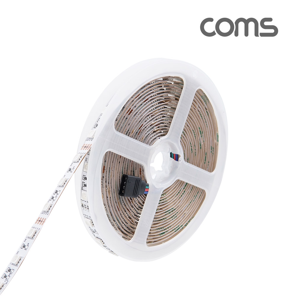 Coms 초고휘도 LED 슬림형(줄/띠형), DC전원 12V, 슬림 LED바/5M, RGB 컬러 라이트(색조명), DIY 램프, LED 다용도 리폼 기판 교체, 무선 리모컨(리모콘) 포함