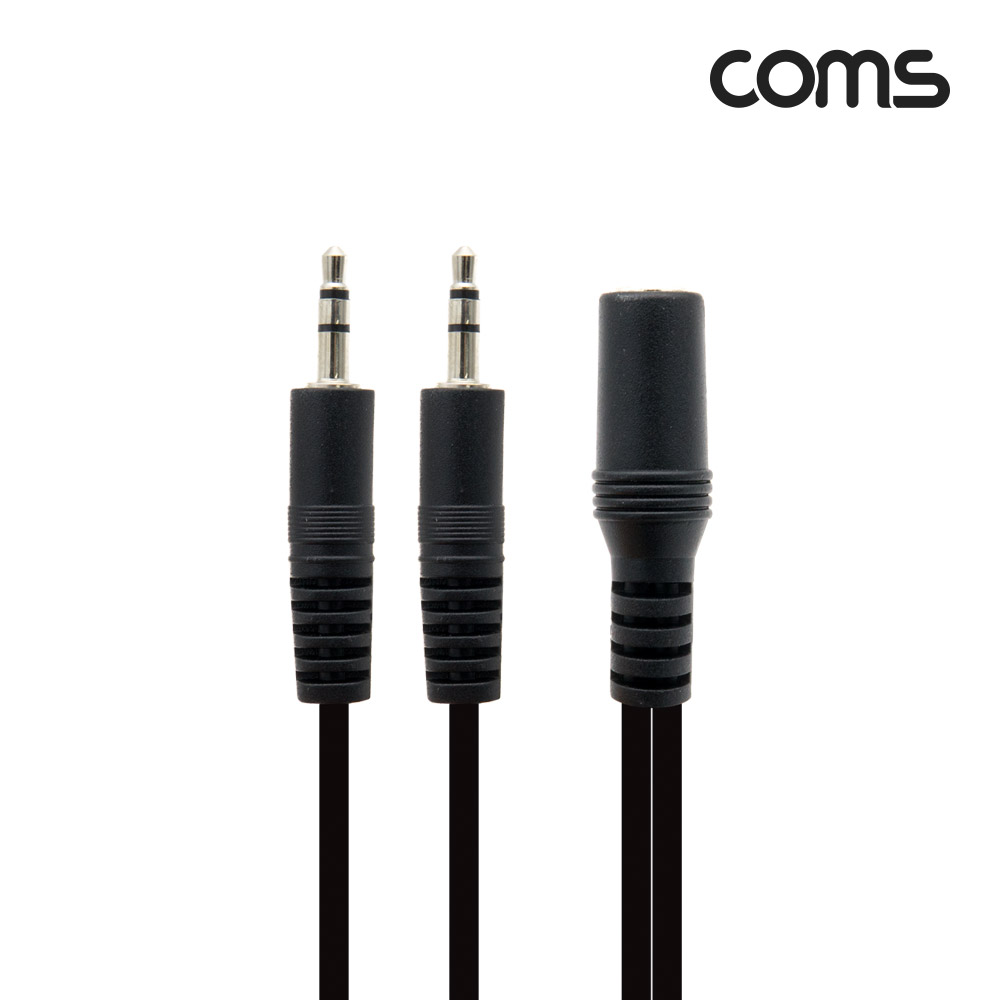 Coms 스테레오 케이블 젠더(Y형) 1.5M ST 3.5mm(Female)/ST 3.5mm(Male)x2, 2분배, AUX, Stereo