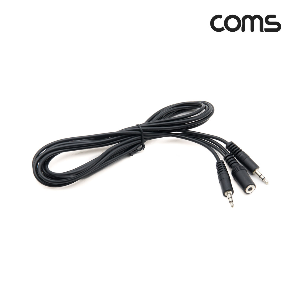 Coms 스테레오 케이블 젠더(Y형) 1.5M ST 3.5mm(Female)/ST 3.5mm(Male)x2, 2분배, AUX, Stereo