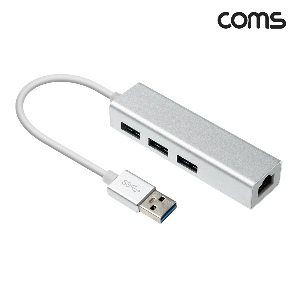 Coms USB 3.0 허브 기가비트 랜카드, USB 3포트 3Port GIGABIT 랜 LAN RJ451000Mbps 이더넷 인터넷