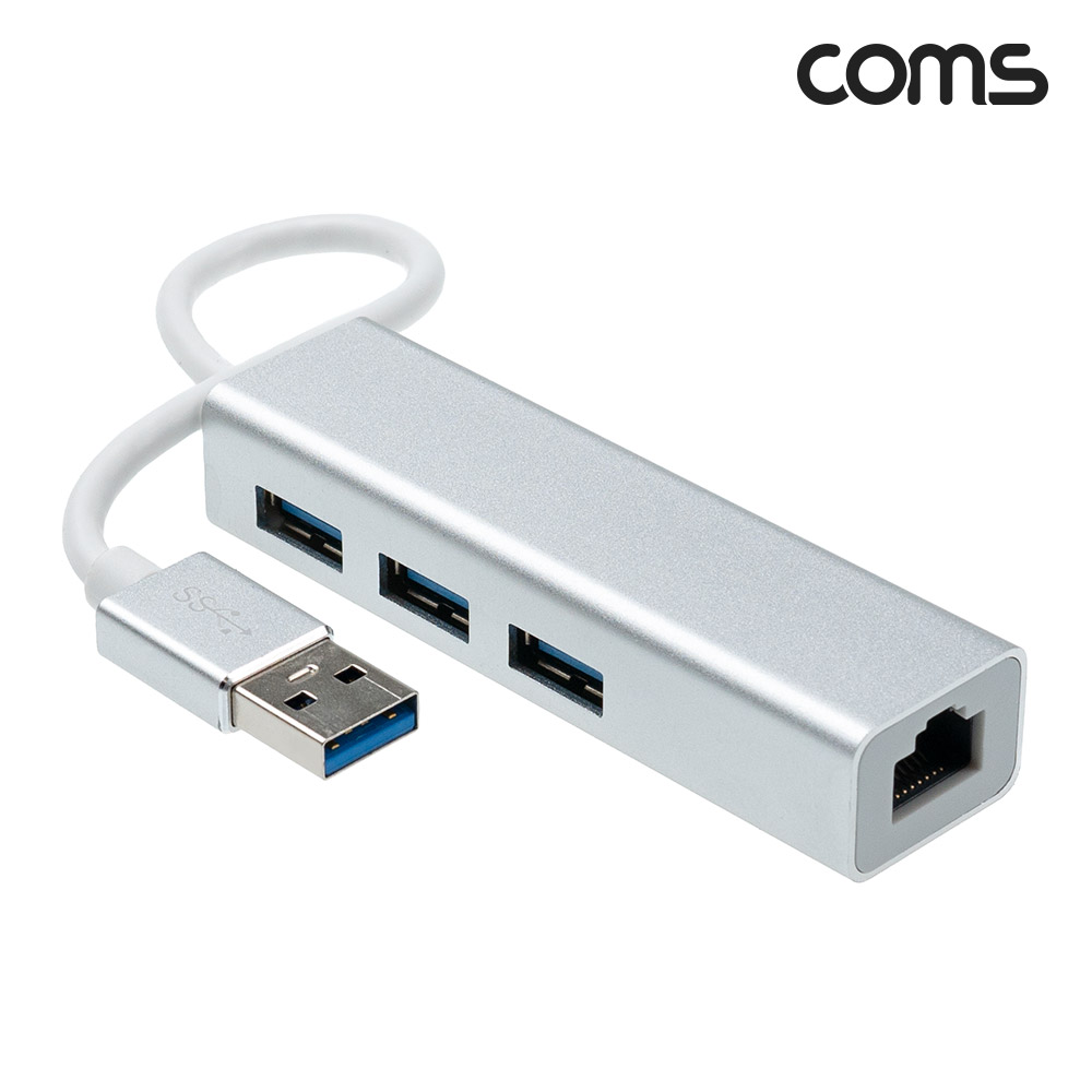Coms USB 3.0 허브 기가비트 랜카드, USB 3포트 3Port GIGABIT 랜 LAN RJ451000Mbps 이더넷 인터넷