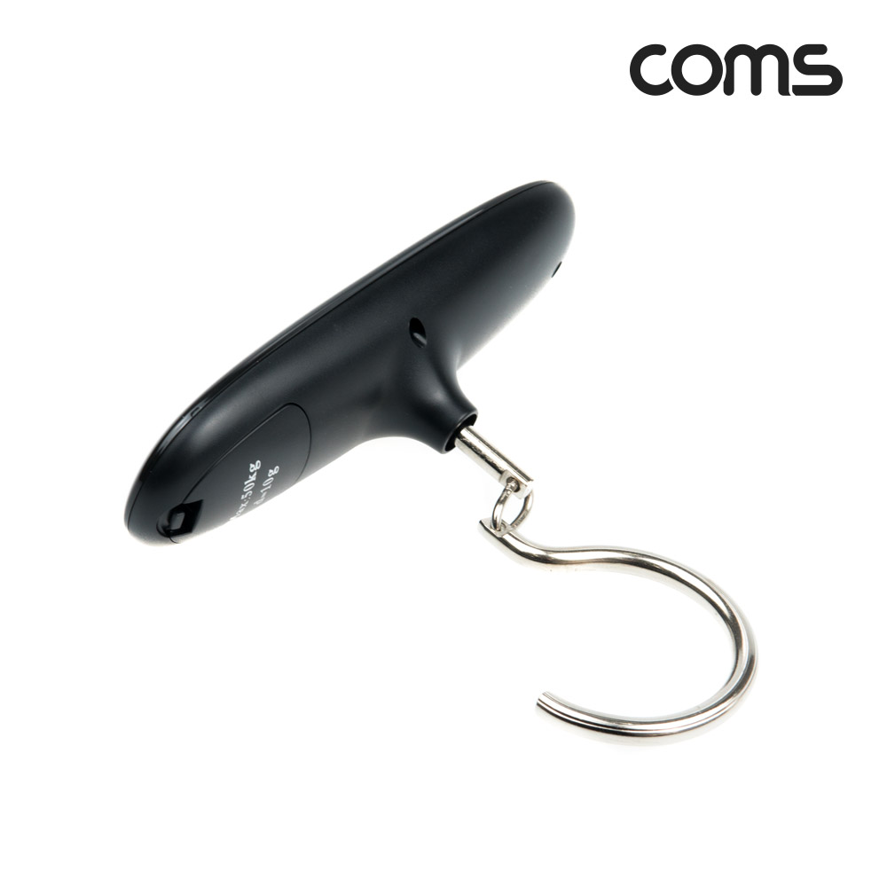 Coms 휴대용 디지털 손저울, 여행 캐리어 가방 무게 측정 최대 50kg, 후크 고리