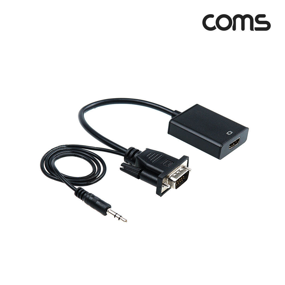 Coms VGA+스테레오(stereo 3.5mm) to HDMI 변환 컨버터/ 오디오 지원 / 케이블 타입 / 1080P, Full HD / 모니터, VGA(D-SUB, RGB)