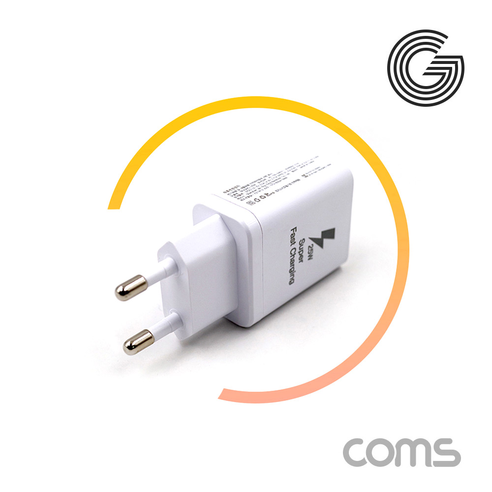 Coms G POWER PD 25W 초고속 USB 3.1 (Type C) 충전기 1.5M /화이트 / USB 3.1 (Type C) to iOS 8핀(8Pin) 케이블 / C타입