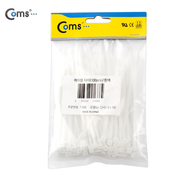Coms 케이블 타이(1봉/100pcs) CHS-3 흰색, 100mm x 3mm