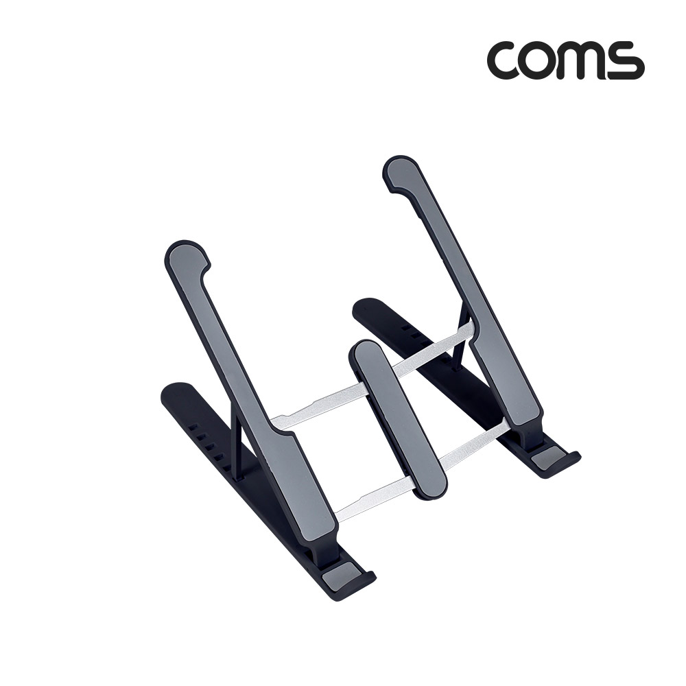 Coms 접이식 휴대용 노트북, 태블릿 스탠드 (거치대, 다용도,  받침대), 6단 각도 조절, 블랙