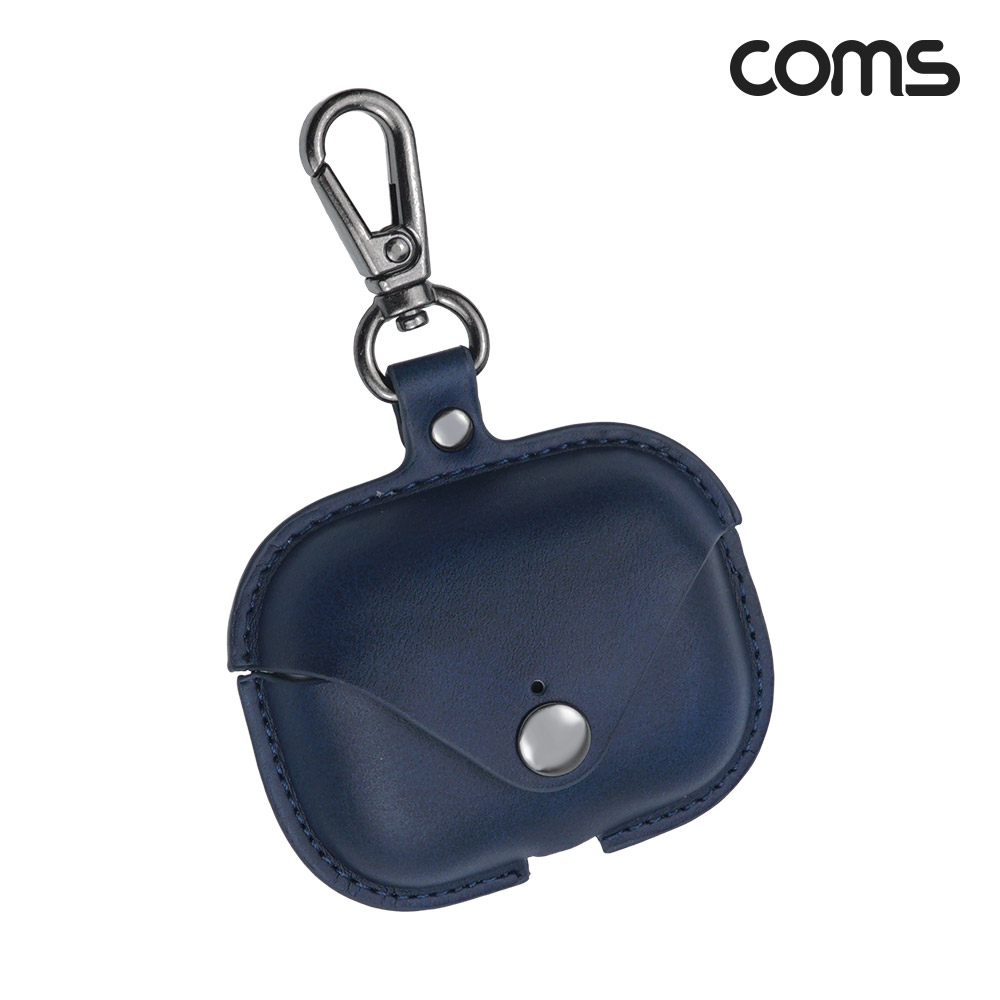 Coms 에어팟 프로 가죽 케이스 네이비 navy, 키체인 키홀더 키링