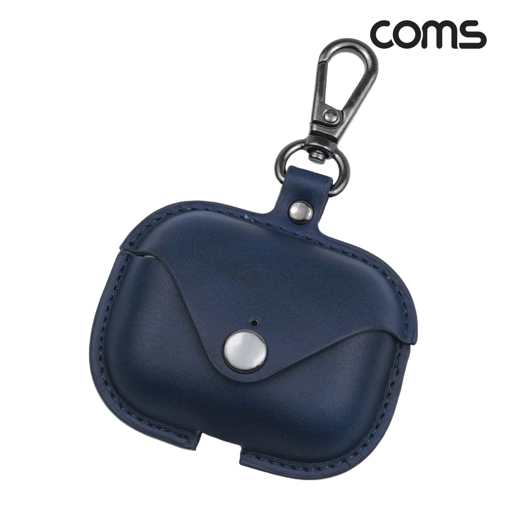 Coms 에어팟 프로 가죽 케이스 네이비 navy, 키체인 키홀더 키링