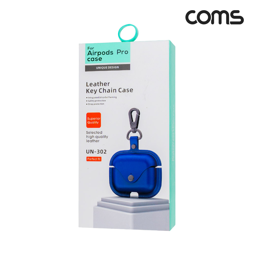 Coms 에어팟 프로 가죽 케이스 네이비 navy, 키체인 키홀더 키링