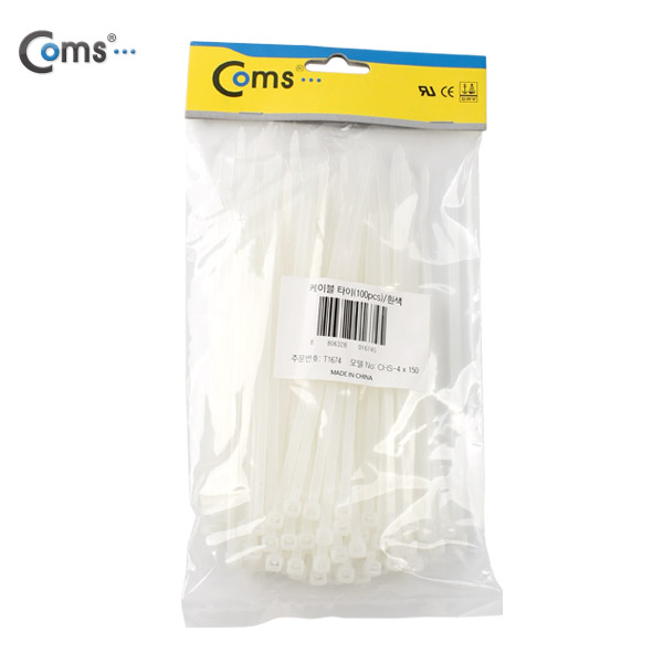 Coms 케이블 타이(1봉/100pcs), CHS-4, 흰색, 150mm x 4mm