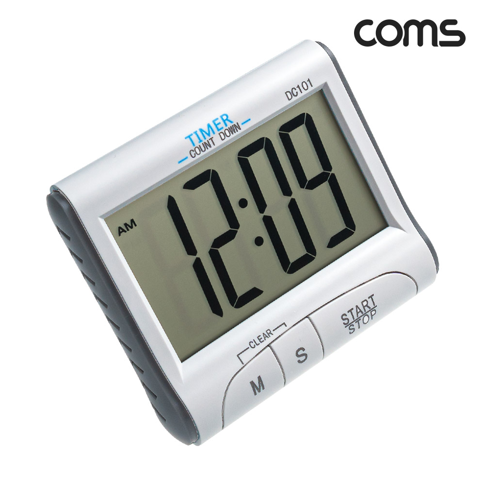 Coms 디지털 타이머, 카운트 다운 스톱워치 빅패널 알람 전자시계 시험 공부 주방 쿠킹 운동 홈트