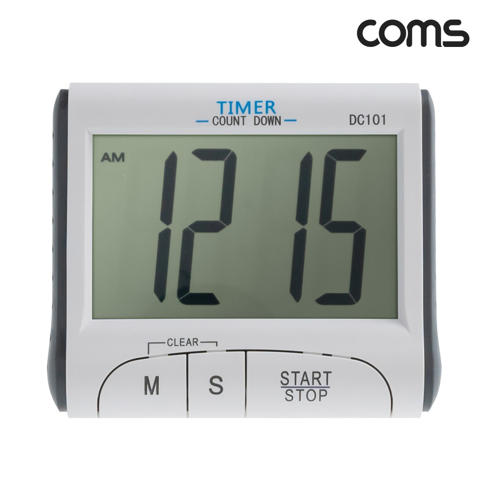 Coms 디지털 타이머, 카운트 다운 스톱워치 빅패널 알람 전자시계 시험 공부 주방 쿠킹 운동 홈트