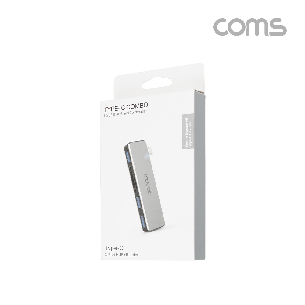 Coms USB 3.1 (Type C) 허브, 멀티 USB 3.0 x 3포트(port) + 외장형 카드리더기(Micro SD(TF),SD), C 타입