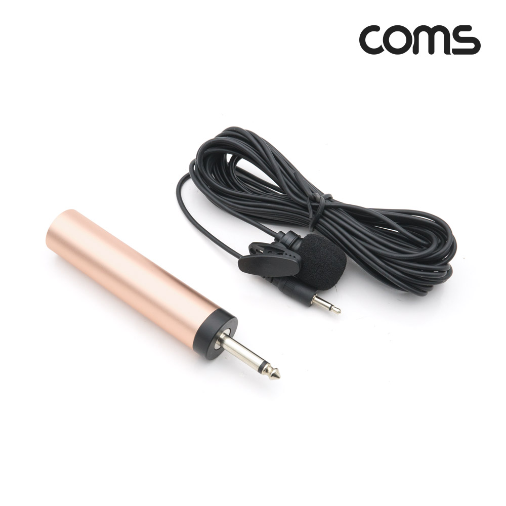 Coms 콘덴서 클립형 핀 마이크 6M, 3.5mm 모노, 6.3(6.5), 고감도, 스피커/앰프 연결