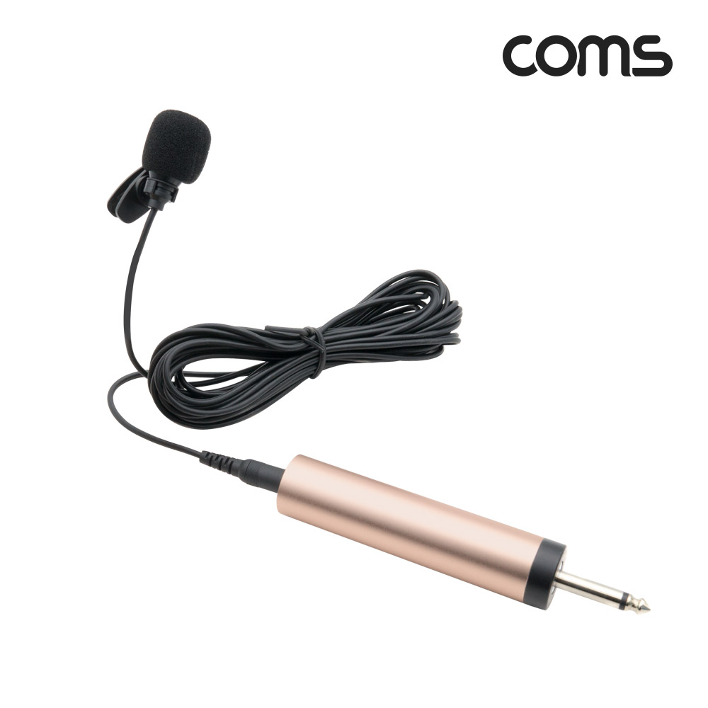 Coms 콘덴서 클립형 핀 마이크 6M, 3.5mm 모노, 6.3(6.5), 고감도, 스피커/앰프 연결