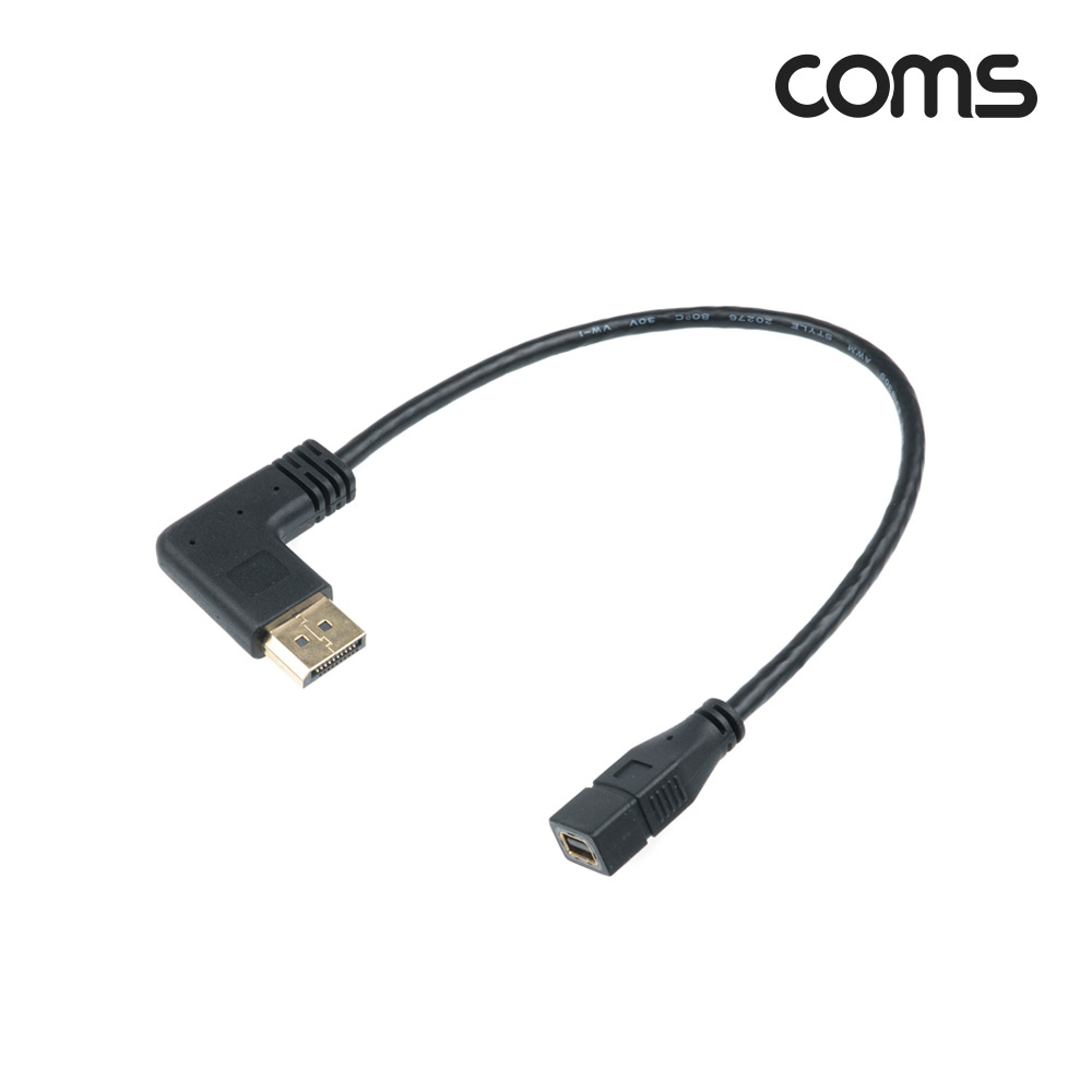 Coms 디스플레이 포트 젠더 변환 DP(M) 좌향꺾임, Mini DP(F) 30cm, DisplayPort 변환