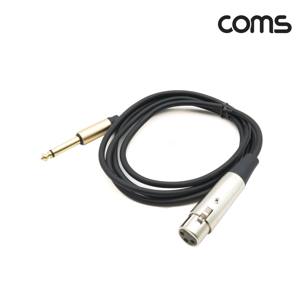 Coms 캐논 변환 케이블 1.5M, 캐논(F)/6.3 스테레오(M), stereo/XLR(Canon, 3P mic)