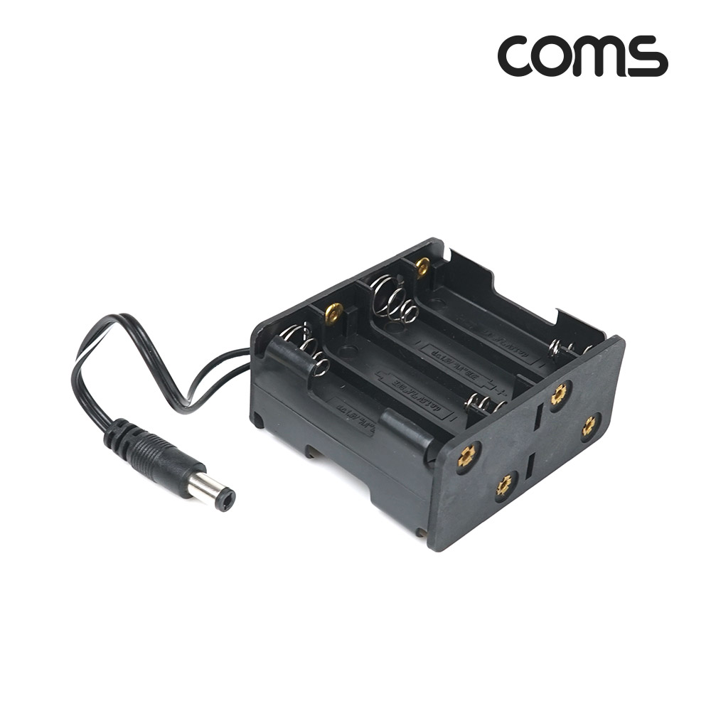 Coms AA 건전지 8구 양면 홀더, DC 12V 잭 외경 5.5(M) Plug, 10cm, 배터리 홀더, 전원 연결