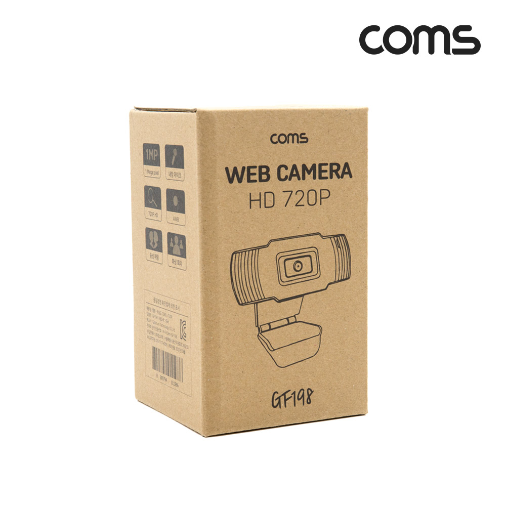 Coms 웹캠, 웹카메라, HD 1280x720P, 화상통화, 스트리밍 방송, 온라인, PC, 노트북, ST 3.5mm, 내장 마이크, 90만 화소
