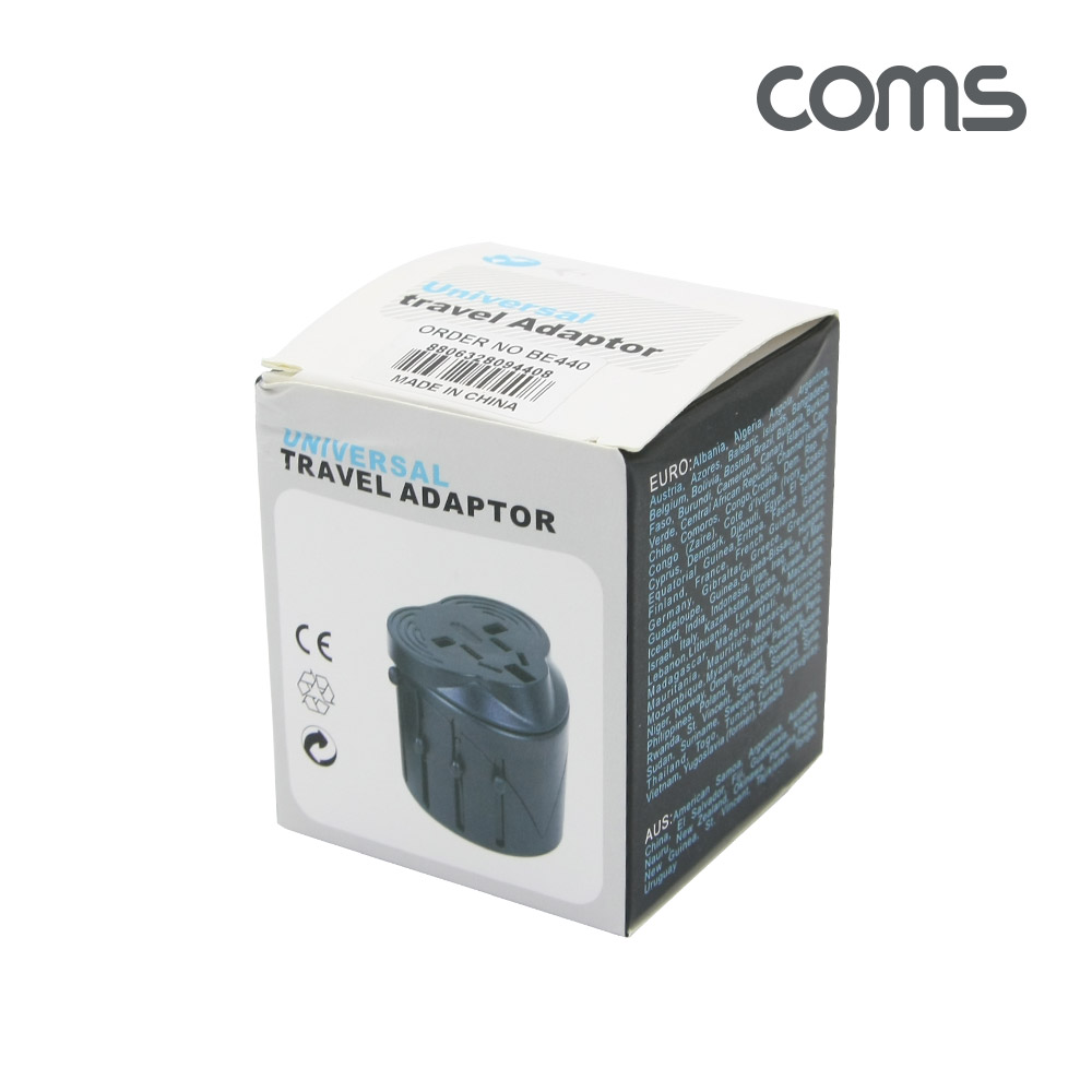 Coms 전원(AC) 변환용 - 다기능,멀티, 라운드형(Black)