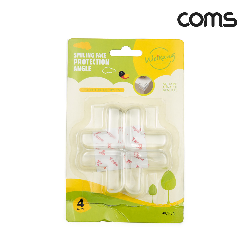 Coms 투명 실리콘 모서리 보호대, 4개입, 안전, 탁상, 책상, 충격방지, 가드