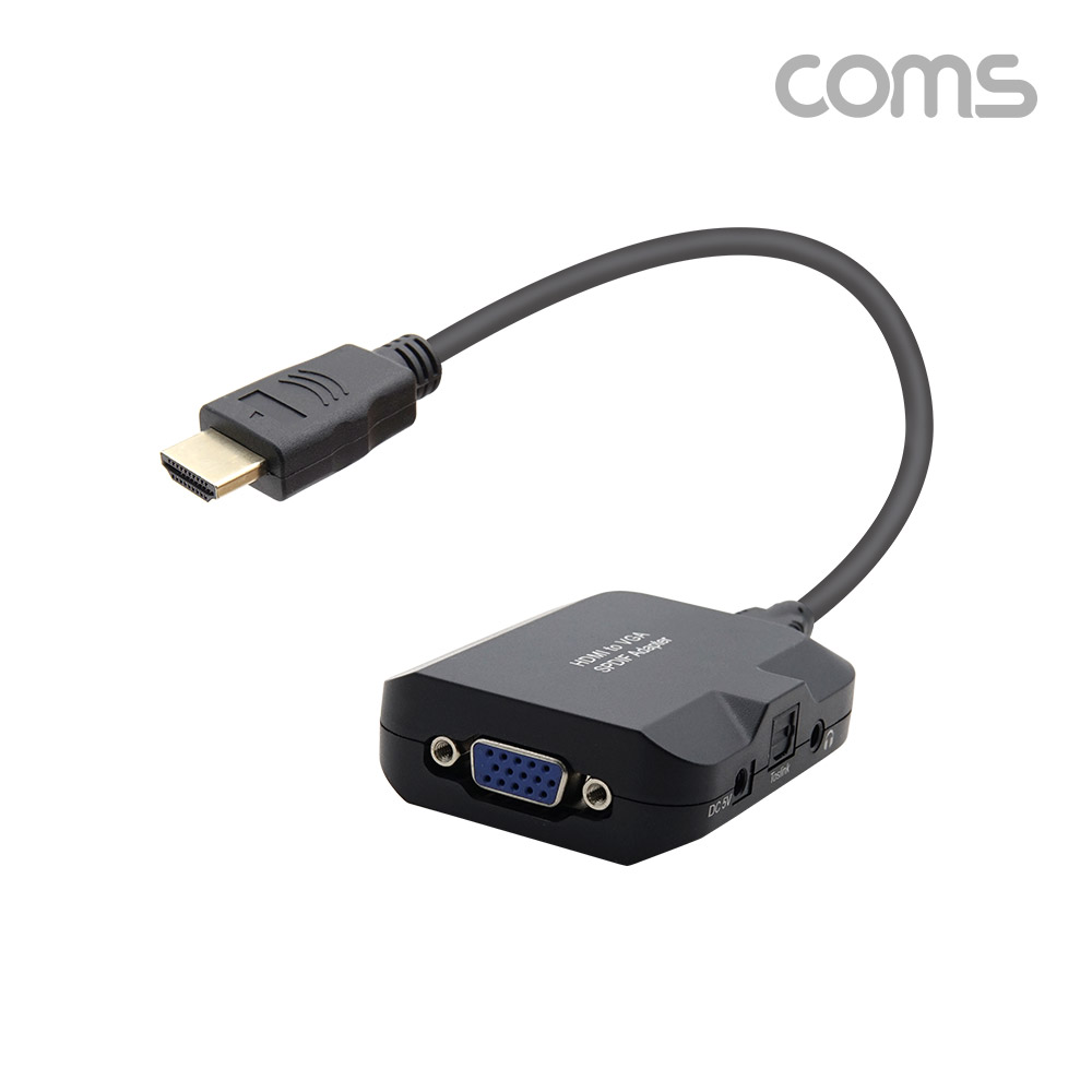 Coms HDMI 컨버터(HDMI to VGA), 오디오 지원, 케이블 분리형, Stereo 3.5mm, SPDIF
