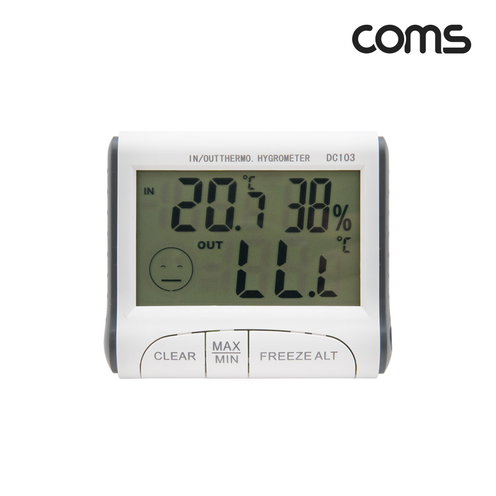 Coms 디지털 온도계, 습도계, 접촉 온도 측정, 실내 온습도 측정, 알람