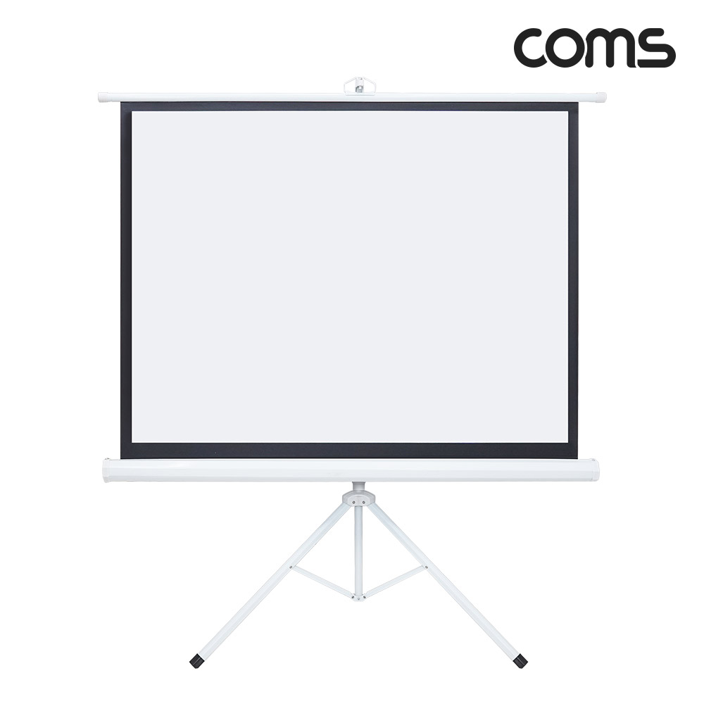 Coms 프로젝터 족자형 스크린&삼각대 60형, 이동식 거치대, 4:3 비율, 대형, 가정용, 캠핑용, 야외용, 실내용