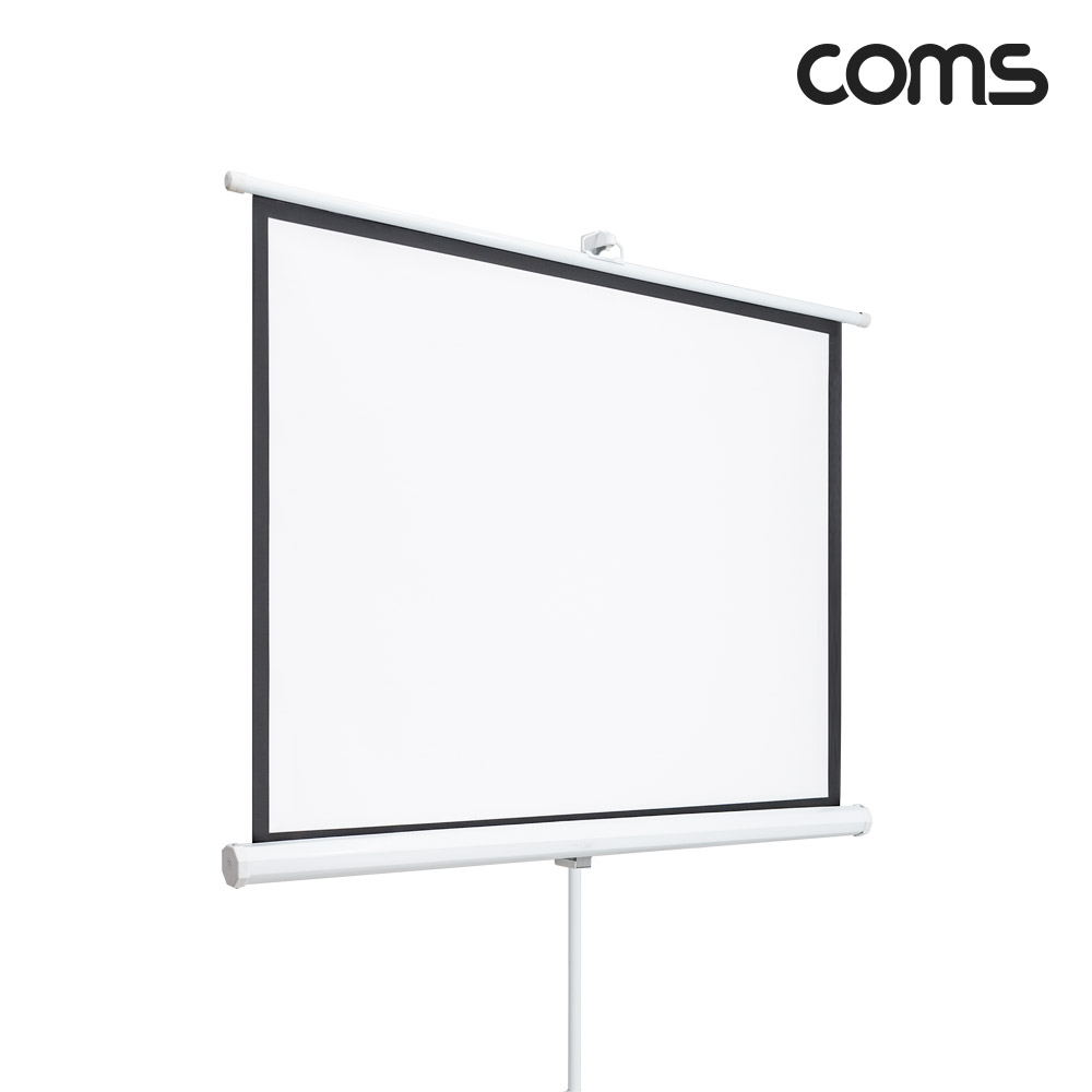Coms 프로젝터 족자형 스크린&삼각대 100형, 이동식 거치대, 4:3 비율, 대형, 가정용, 캠핑용, 야외용, 실내용