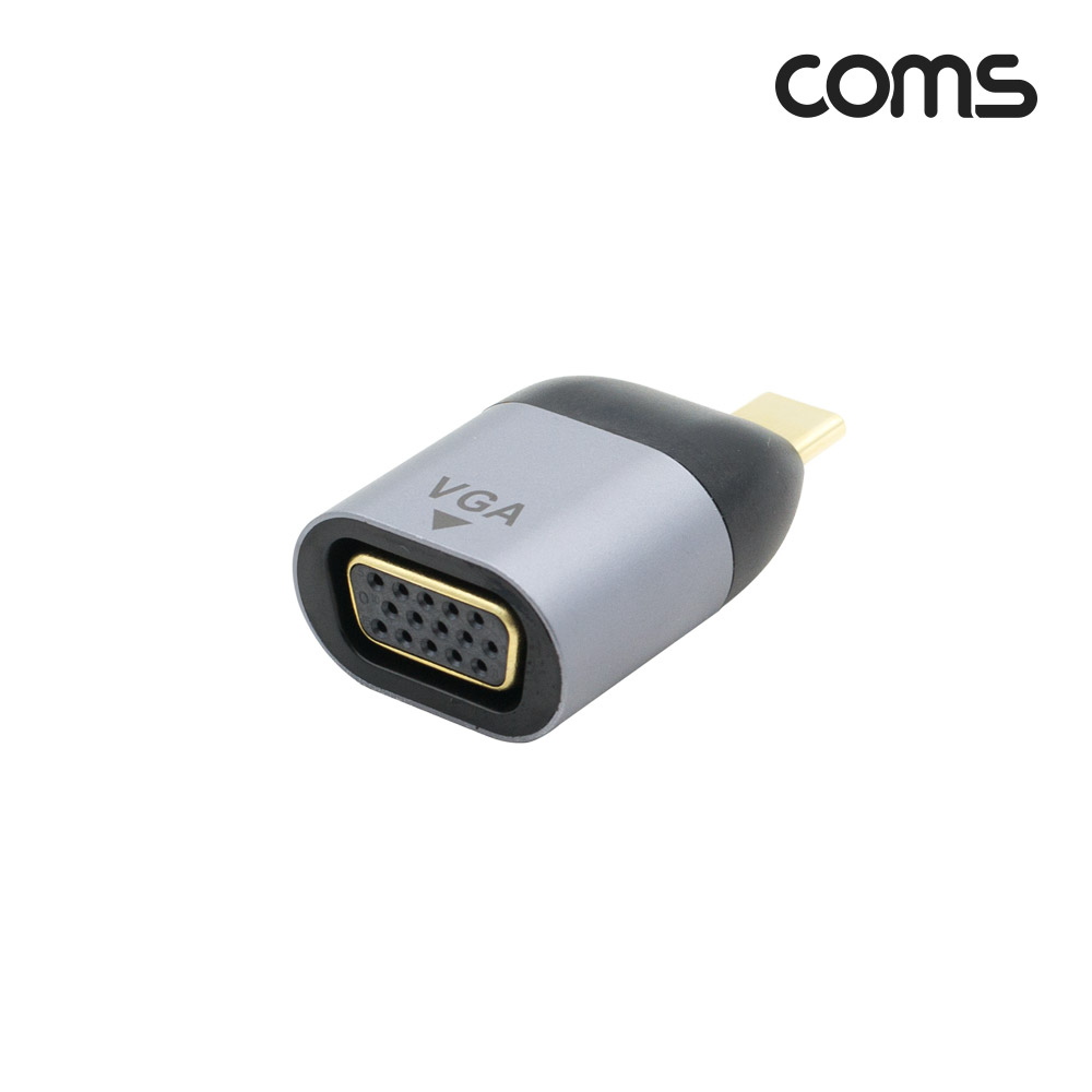 Coms USB 3.1(Type C) to VGA 컨버터, 변환, 젠더형, C타입 to VGA 1080p@60Hz FHD, D-SUB RGB
