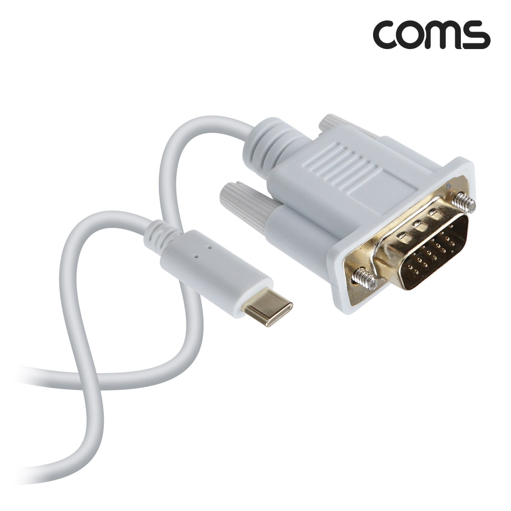 Coms USB 3.1(Type C) to VGA 컨버터 케이블 1.8M FHD 1080P@60Hz, C타입 RGB D-SUB