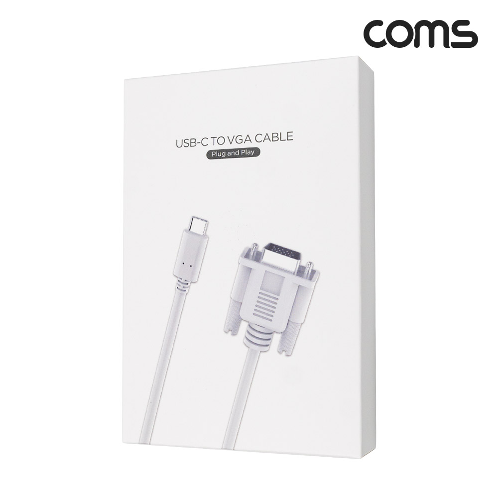 Coms USB 3.1(Type C) to VGA 컨버터 케이블 1.8M FHD 1080P@60Hz, C타입 RGB D-SUB