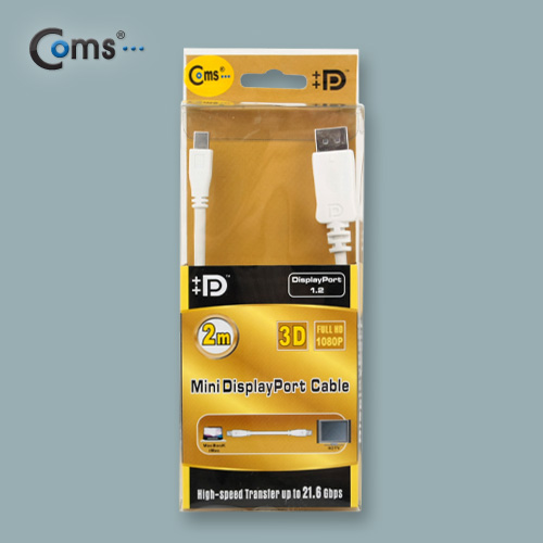 Coms 미니 디스플레이포트 변환 케이블 2M / Mini DP(input)/DP(output)/DisplayPort