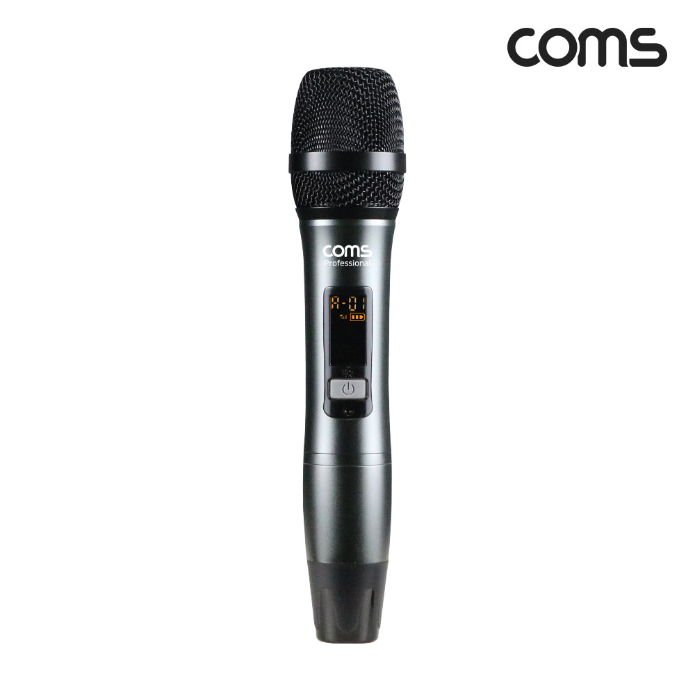 Coms 2채널 UHF 무선 마이크(채널A 핸디마이크, 채널B 헤드셋마이크)+핀마이크+리시버(수신기)+C타입젠더 세트