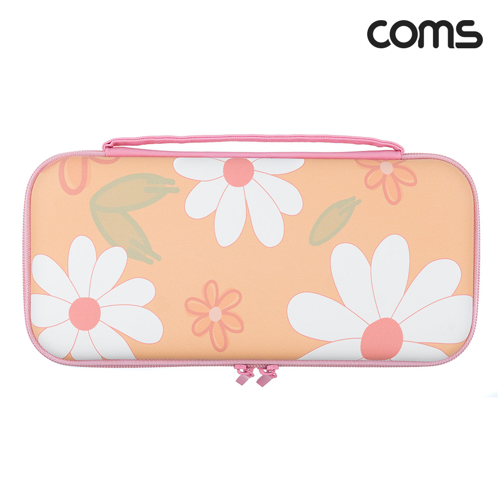 Coms 다용도 파우치 케이스 26x12x4.3cm 꽃무늬 그물망 밴딩 수납 (소품 보관 및 휴대)