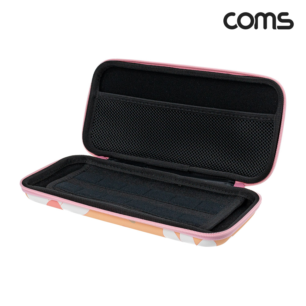 Coms 다용도 파우치 케이스 26x12x4.3cm 꽃무늬 그물망 밴딩 수납 (소품 보관 및 휴대)