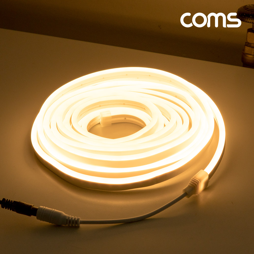 Coms LED 슬림형(줄/띠형/보급형) / DC 12V 전원 / 5M / Warm White / 조명 호스/ 감성 네온 인테리어 DIY / LED 램프, 랜턴, 무드등 / 컬러 조명(색조명)