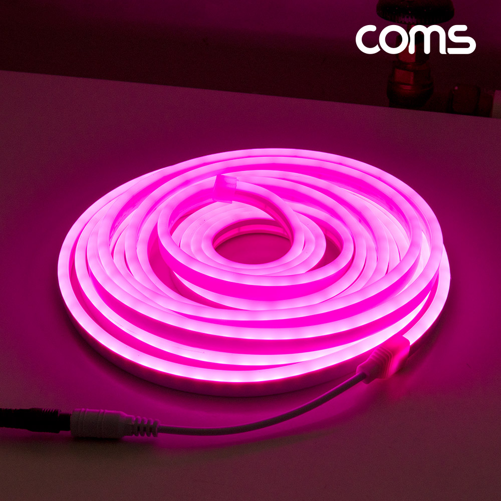 Coms LED 슬림형(줄/띠형/보급형) / DC 12V 전원 / 5M / Pink / 조명 호스/ 감성 네온 인테리어 DIY / LED 램프, 랜턴, 무드등 / 컬러 조명(색조명)