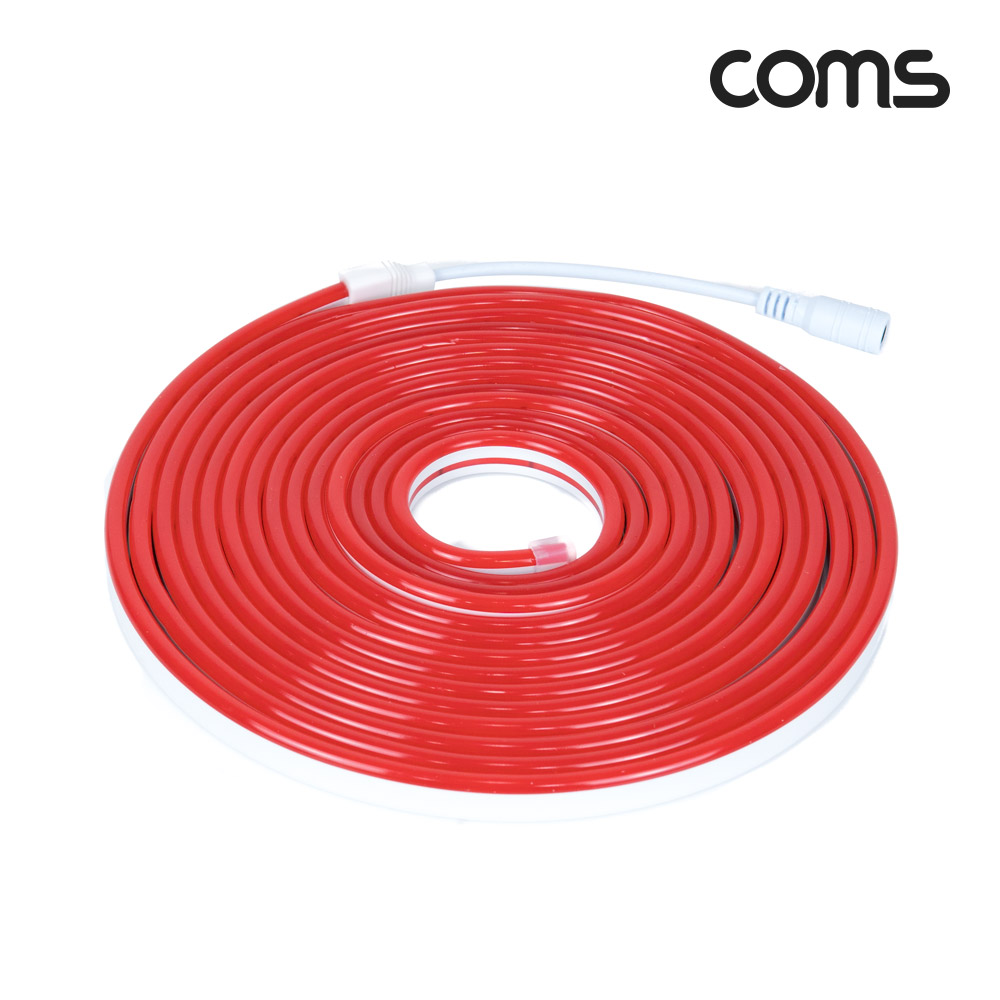 Coms LED 슬림형(줄/띠형/보급형) / DC 12V 전원 / 5M / RED / 조명 호스/ 감성 네온 인테리어 DIY / LED 램프, 랜턴, 무드등 / 컬러 조명(색조명)